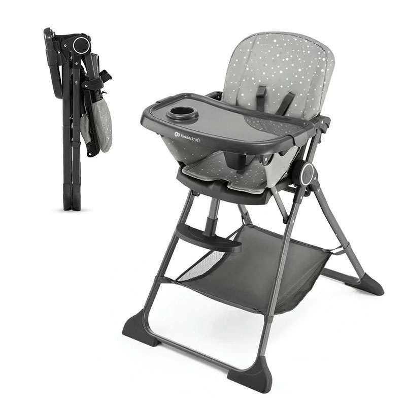 KINDERKRAFT STOLICA ZA HRANJENJE FOLDEE GREY