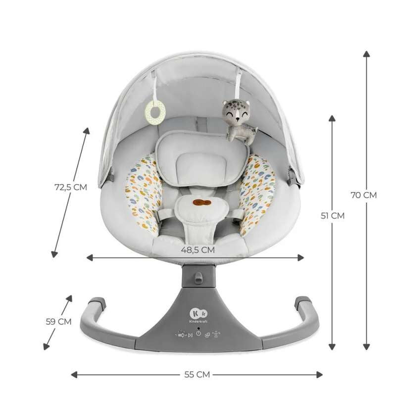 KINDERKRAFT STOLICA ZA LJULJANJE LUMI 2 LIGHT GRAY