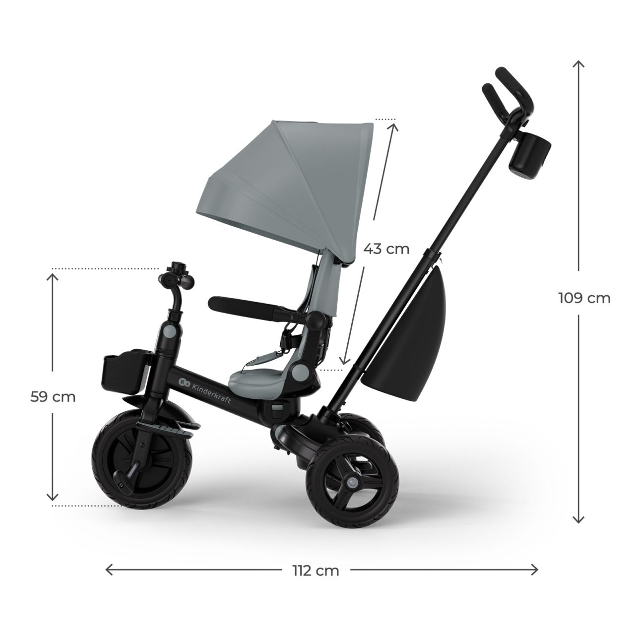 KINDERKRAFT TRICIKL AVEO 2 PLUS GREY