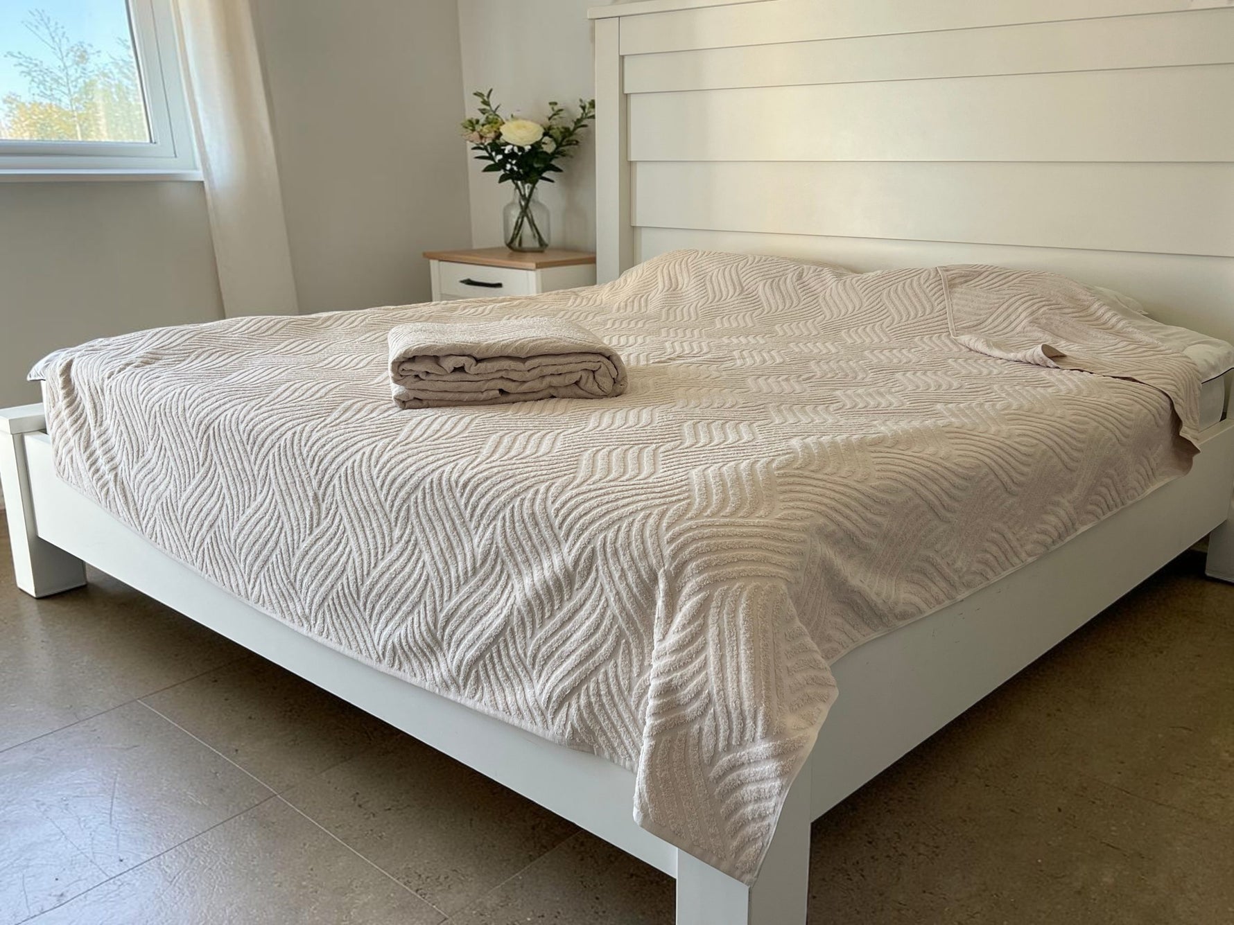 Letnji frotirni prekrivač - Sara - 200x200cm Bež boja