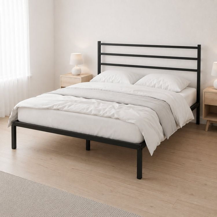 Krevet sa metalnim ramom 190 × 200 cm, podnicom i uzglavljem, crni – ModernHome