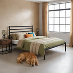 Krevet sa metalnim ramom 190 × 200 cm, podnicom i uzglavljem, crni – ModernHome