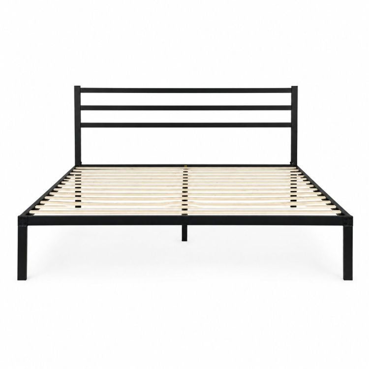 Krevet sa metalnim ramom 190 × 200 cm, podnicom i uzglavljem, crni – ModernHome