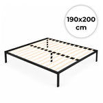 Krevet sa metalnim ramom 190 × 200 cm sa podnicom, crni – ModernHome