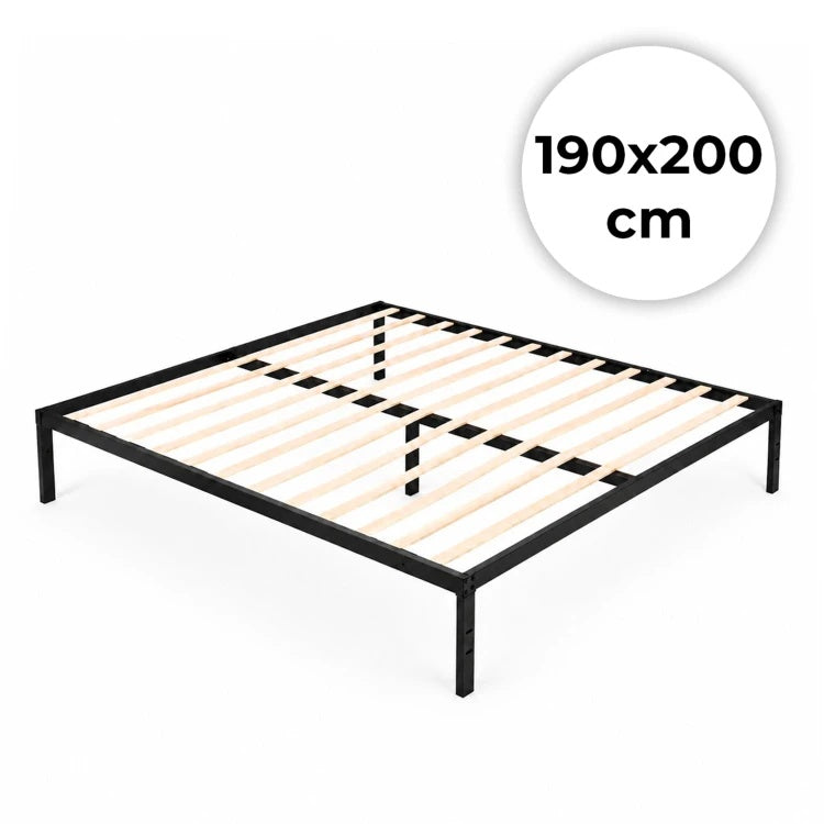 Krevet sa metalnim ramom 190 × 200 cm sa podnicom, crni – ModernHome