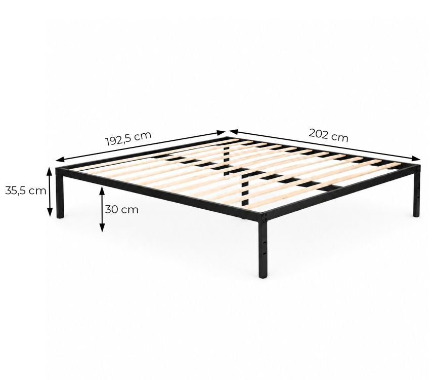 Krevet sa metalnim ramom 190 × 200 cm sa podnicom, crni – ModernHome