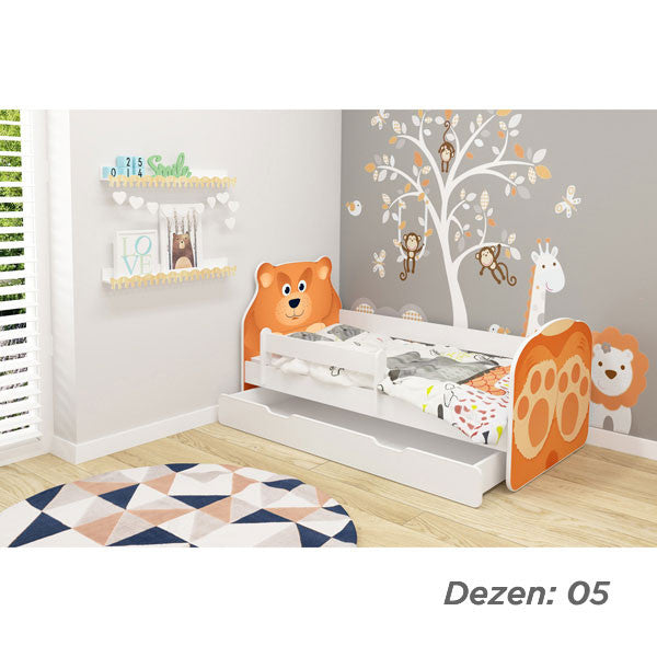KREVET ZA DECU ANIMALS 140X70 CM SA DODATNOM FIOKOM WHITE ACMA VII 05