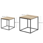 Kvadratni sto za kafu, 2 komada -sonoma oak / black nogare