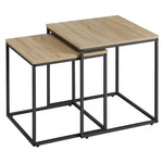 Kvadratni sto za kafu, 2 komada -sonoma oak / black nogare