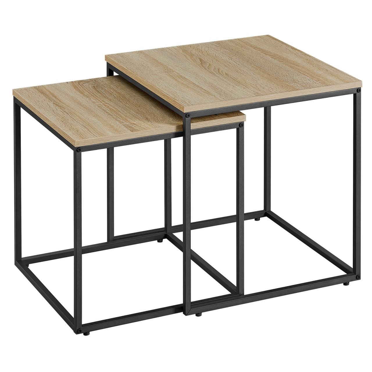 Kvadratni sto za kafu, 2 komada -sonoma oak / black nogare