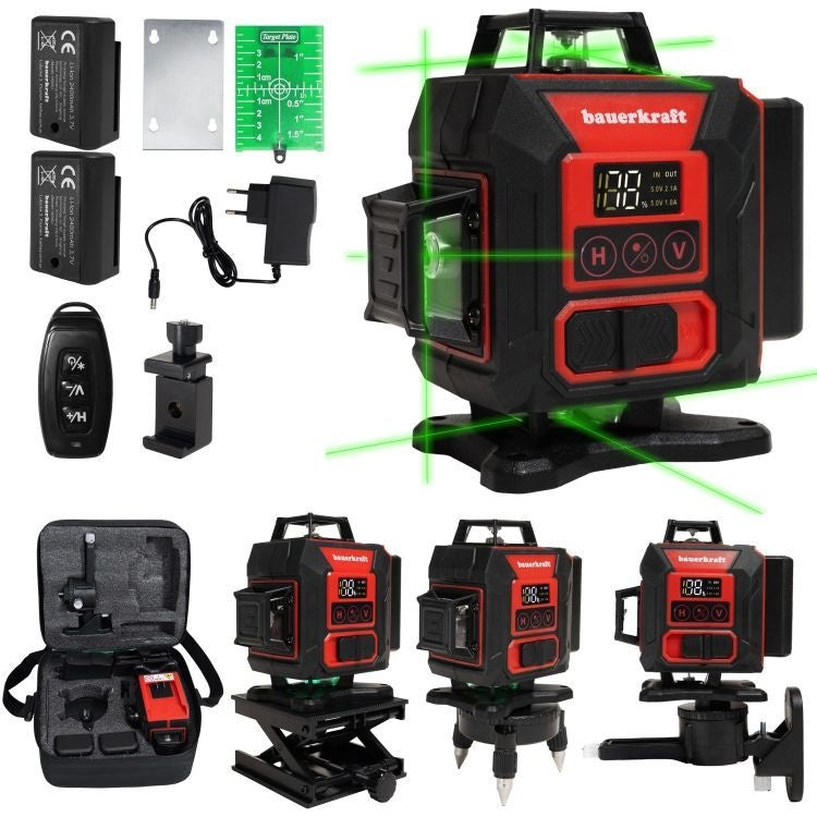 Laserski nivelir 4D sa zelenim laserom