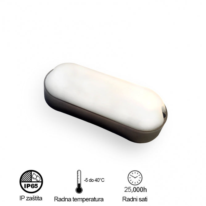 LED Svetiljka Bl1 Elipsa 12W 4000K IP65 Crna