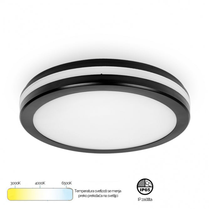LED Plafonjera X09-300-24W 3000/4000/6500K IP65 Crna