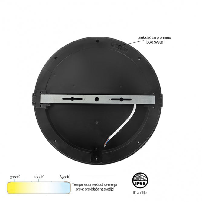 LED Plafonjera X09-300-24W 3000/4000/6500K IP65 Crna
