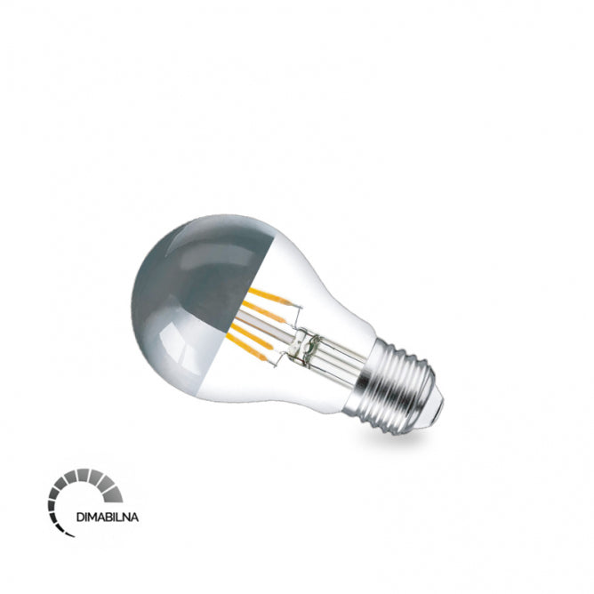 LED Sijalica Filament Dim Top Silver A60 6W E27 2700K