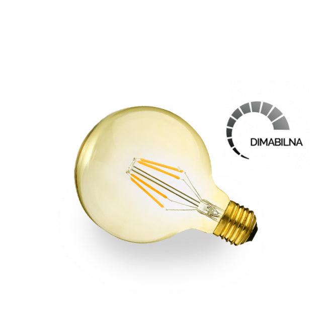 LED Sijalica Filament Dim Amber G95 4W E27 2700K