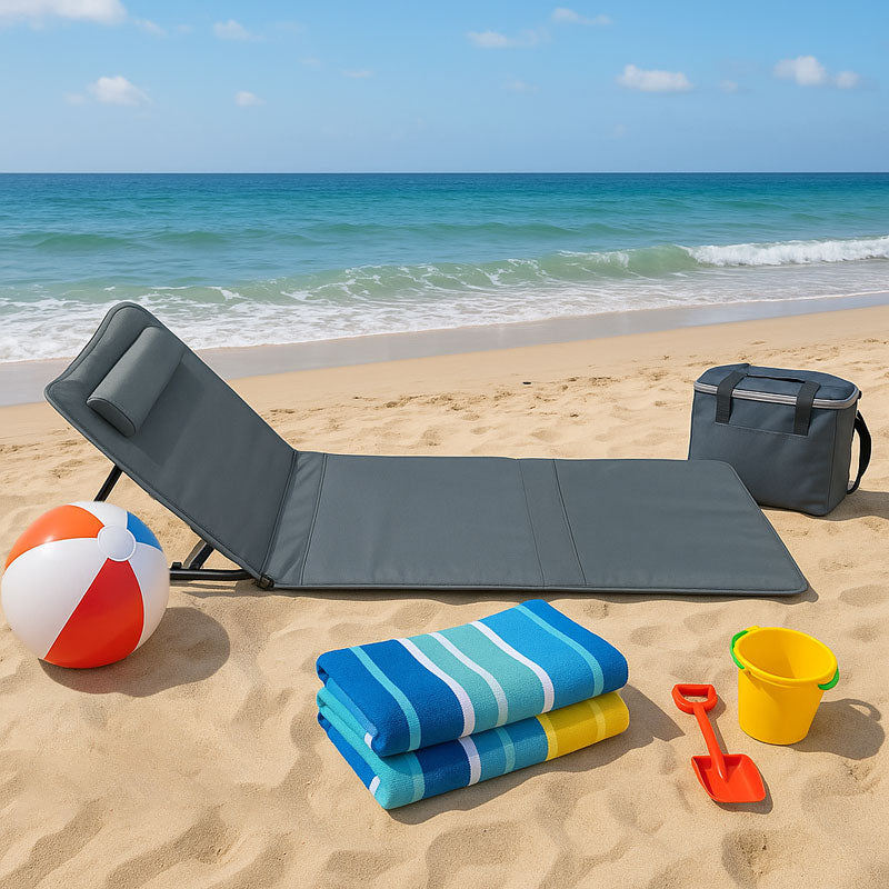 Ležaljka sklopiva za plažu 140x39cm siva LP-722000S