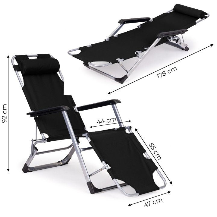 LEŽALJKA ZA PLAŽU 2U1 BLACK