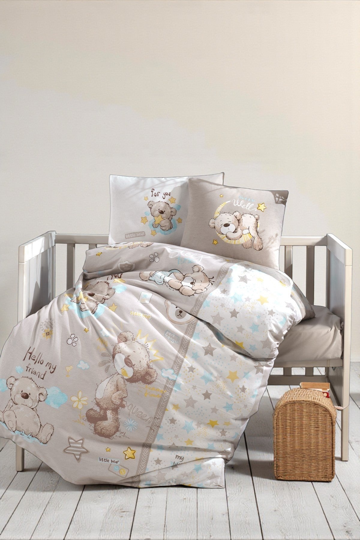 Bebi posteljina od 100% pamuka - Litlle Bear - savršena udobnost za miran san