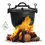 Liveni kotlić na postolju za vatru i roštilj
