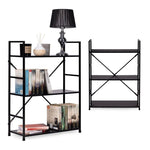 LOFT polica sa 3 police i metalnim okvirom – Black ModernHome