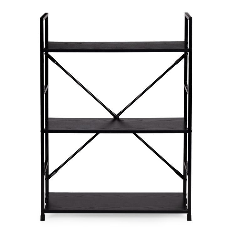 LOFT polica sa 3 police i metalnim okvirom – Black ModernHome