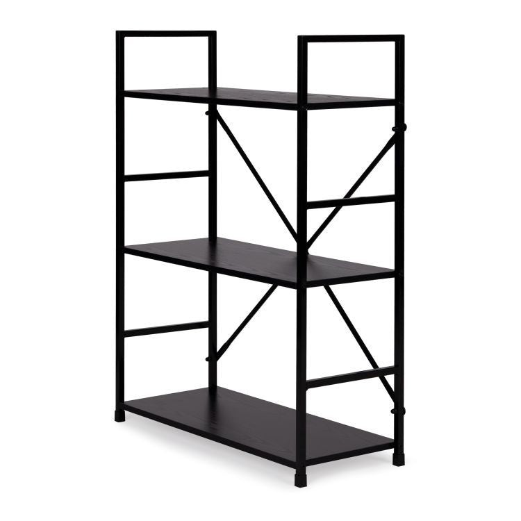LOFT polica sa 3 police i metalnim okvirom – Black ModernHome