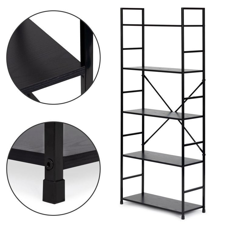 LOFT regal sa 5 polica – Black ModernHome