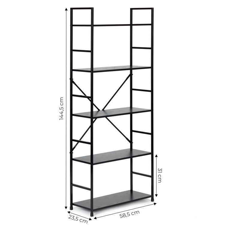 LOFT regal sa 5 polica – Black ModernHome