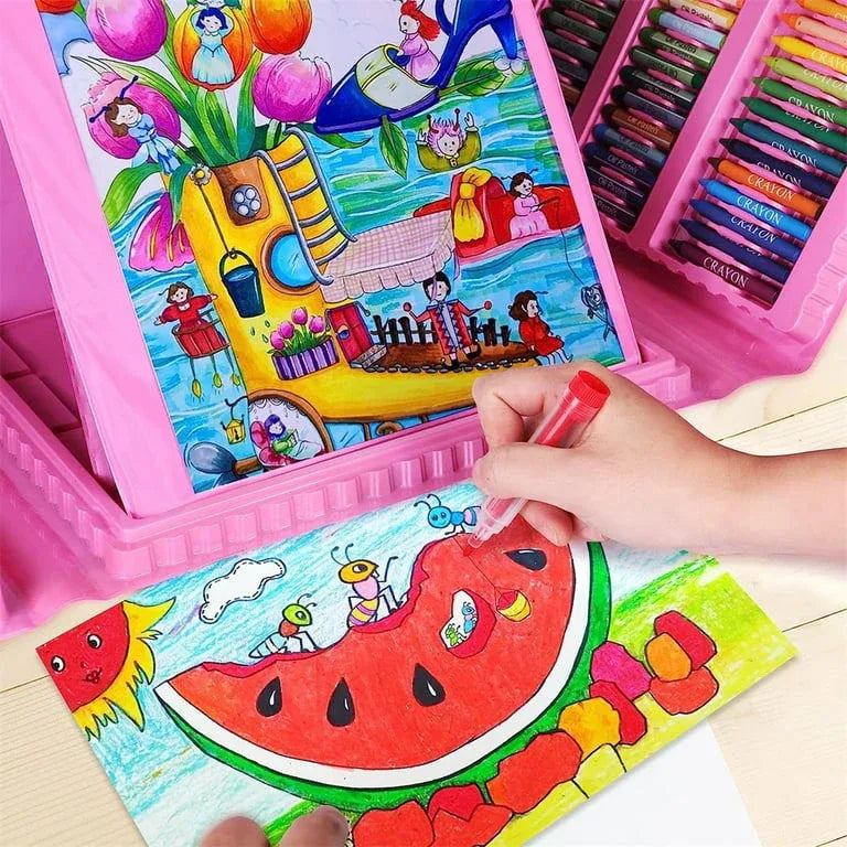 MAGIC ART SET 208 DELOVA – Kreativni kofer za crtanje i slikanje sa štafelajem