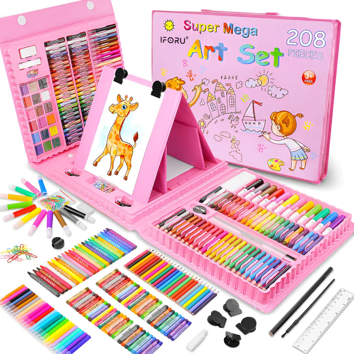 MAGIC ART SET 208 DELOVA – Kreativni kofer za crtanje i slikanje sa štafelajem