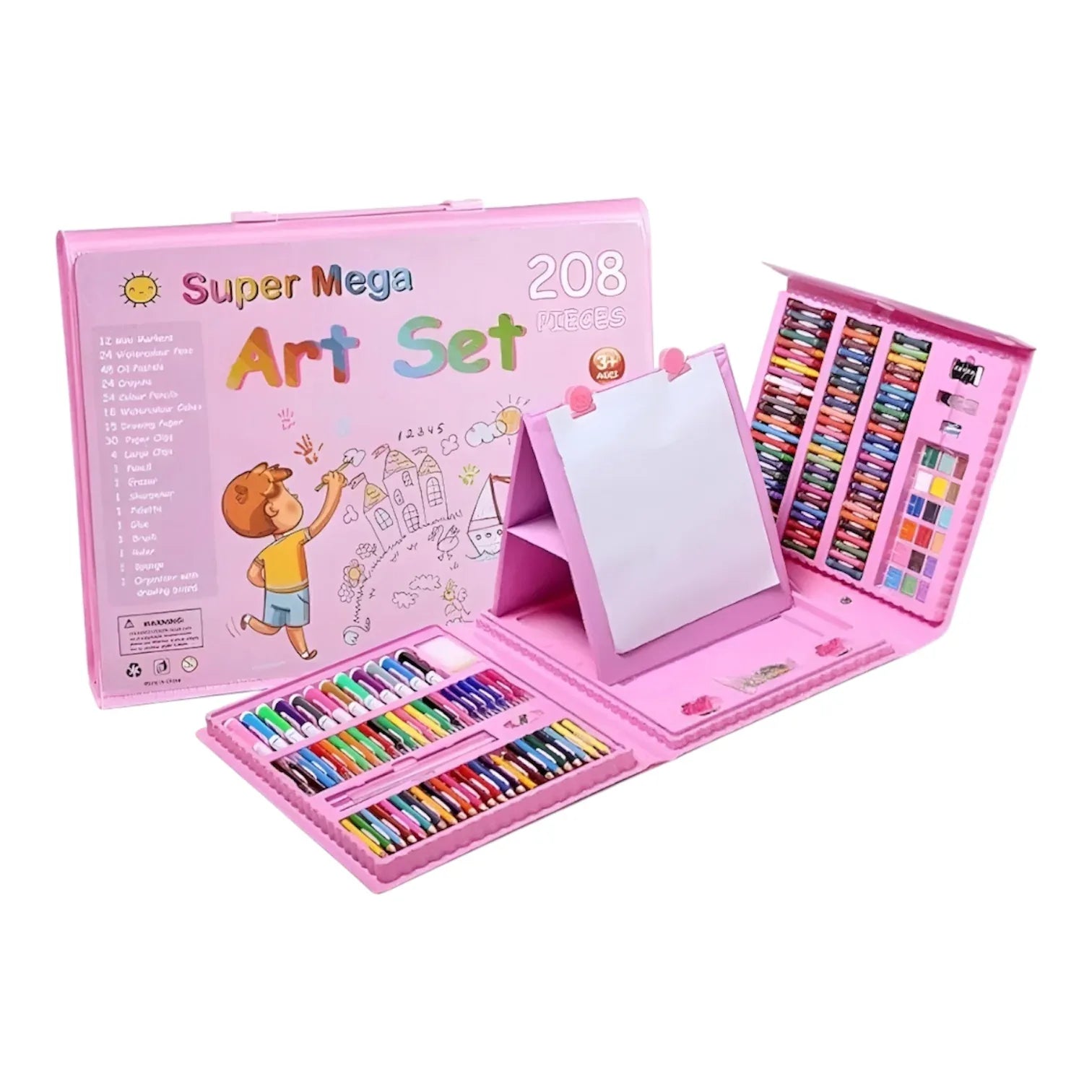 MAGIC ART SET 208 DELOVA – Kreativni kofer za crtanje i slikanje sa štafelajem