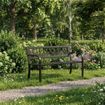 Metalna baštenska klupa 120×50 cm sa dekorativnim naslonom, crna - MultiGarden