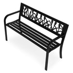 Metalna baštenska klupa 120×50 cm sa dekorativnim naslonom, crna - MultiGarden