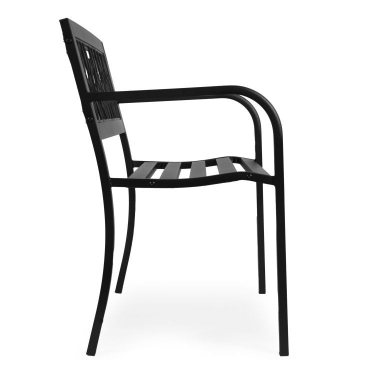 Metalna baštenska klupa 120×50 cm sa dekorativnim naslonom, crna - MultiGarden