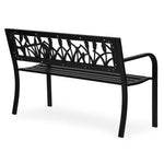 Metalna baštenska klupa 120×50 cm sa dekorativnim naslonom, crna - MultiGarden