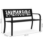 Metalna baštenska klupa 120×50 cm sa dekorativnim naslonom, crna - MultiGarden