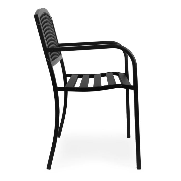Metalna baštenska klupa 120×50 cm sa naslonom, crna - MultiGarden