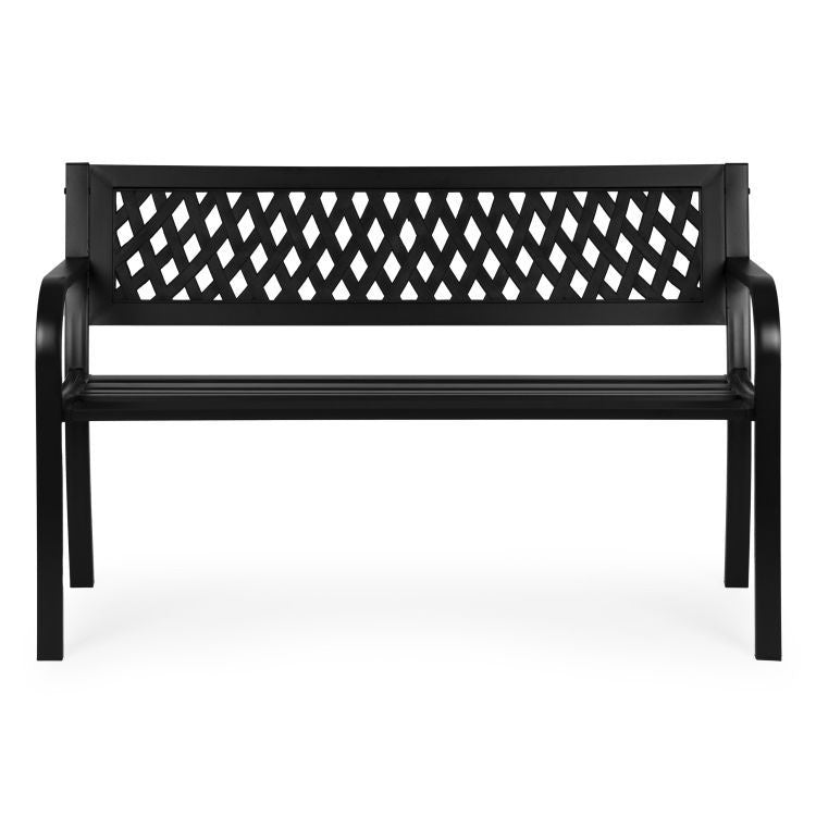 Metalna baštenska klupa 120×50 cm sa rešetkastim naslonom, crna - MultiGarden