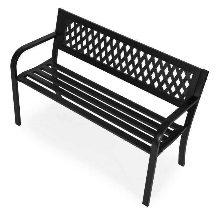 Metalna baštenska klupa 120×50 cm sa rešetkastim naslonom, crna - MultiGarden