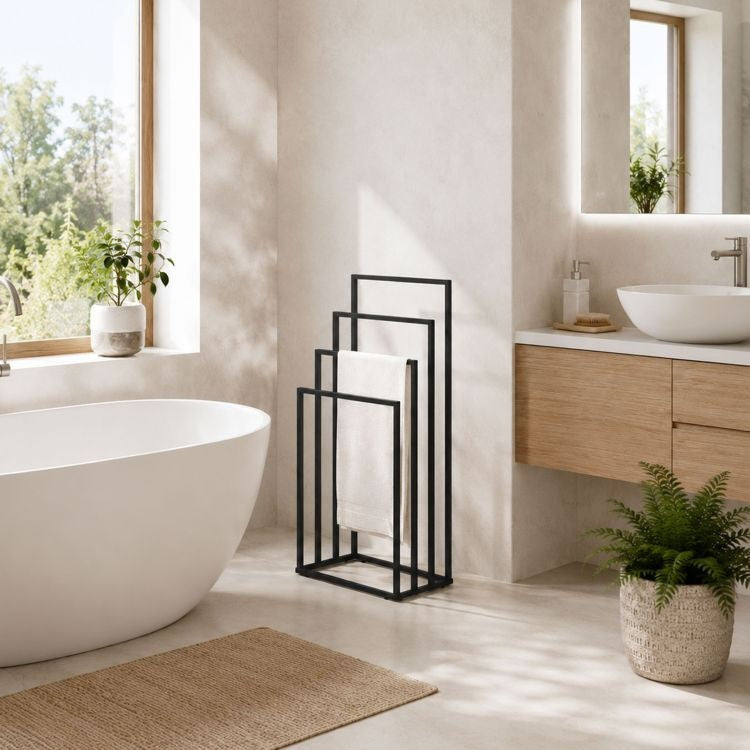 Metalni držač za peškire sa 4 kraka, crni – ModernHome