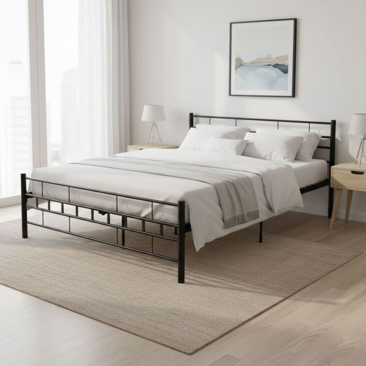 Metalni krevet 160×200 cm sa podlogom (okvirom), crni – ModernHome