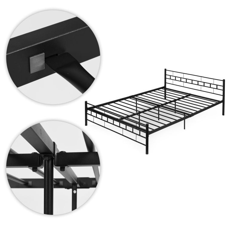 Metalni krevet 160×200 cm sa podlogom (okvirom), crni – ModernHome