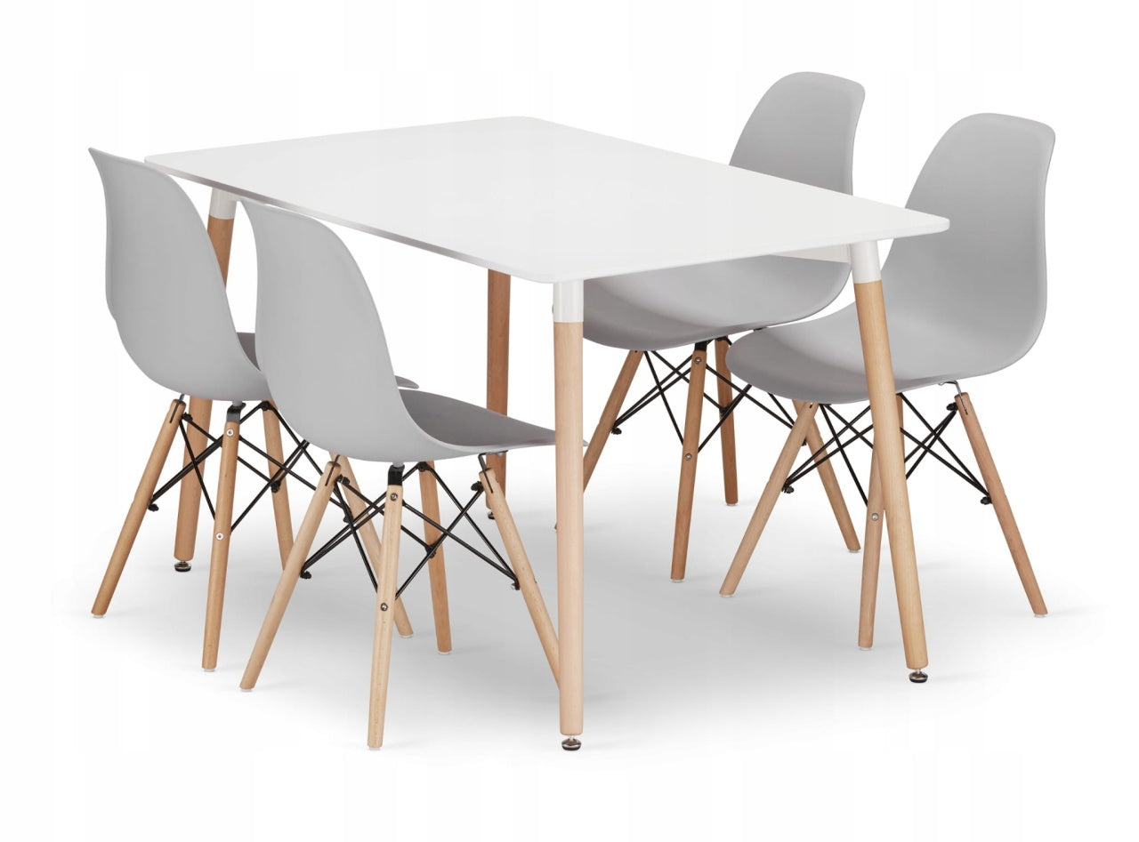 MILANO STO 120x80 cm + Milano set 4 stolice SVETLO SIVA