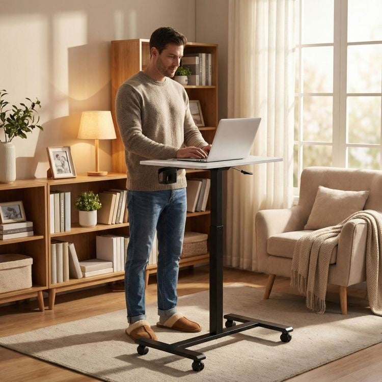 Mobilni podesivi sto 70x48 cm Laptop sto sa podesavanjem visine 71.5–112 cm White ModernHome