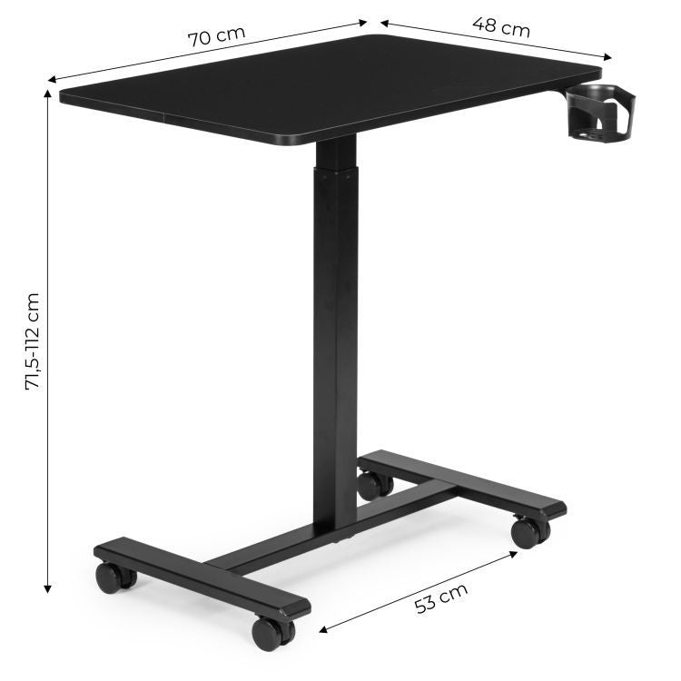 Mobilni podesivi sto 70x48 cm Laptop sto sa podesavanjem visine 71.5–112 cm Black ModernHome
