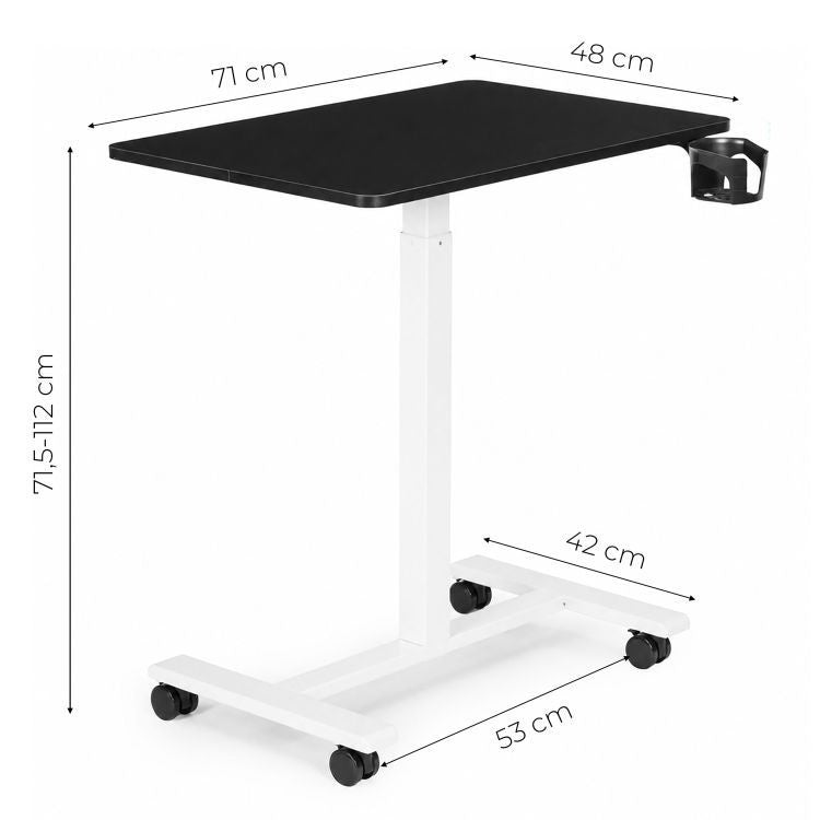Mobilni podesivi sto za laptop 70 × 48 cm, visina 71,5–112 cm, crna radna ploča – ModernHome