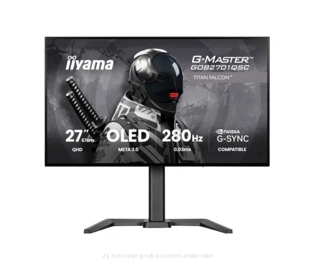 Monitor 27" Iiyama GOB2701QSC-B1 IPS OLED 2560x1440/280Hz/0.03ms/HDMI/DP/pivot