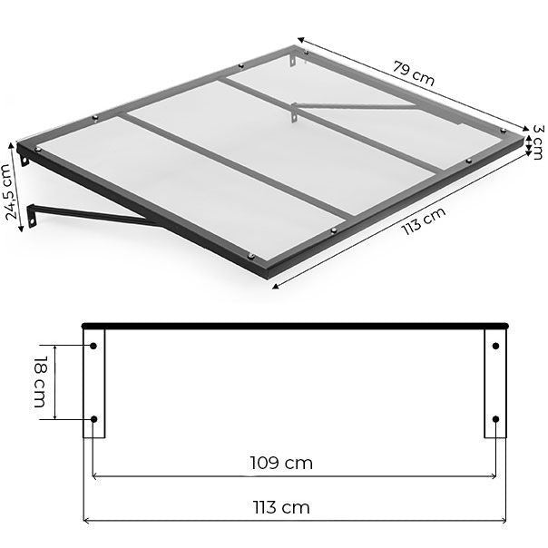 Nadstrešnica za ulazna vrata 113 × 80 cm sa UV zaštitom – MultiGarden