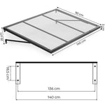 Nadstrešnica za ulazna vrata 140 × 90 cm sa UV zaštitom – MultiGarden